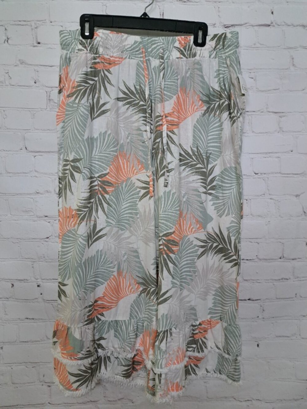 Cato NEW Tropical Resort Wear Linen Wide Leg Cropped Pants Size Large
